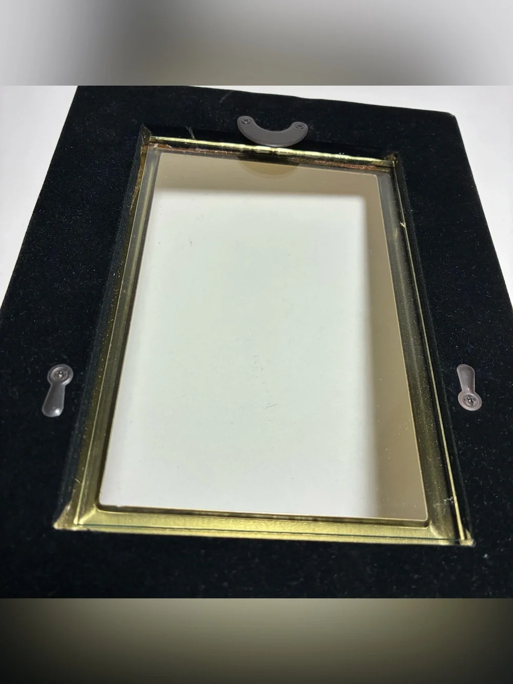 Vintage Gold Tone Metal Freestanding Photo Frame Botanical Floral Print 6.5x8.5